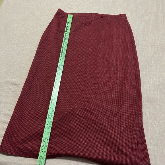 Vintage Plus Size 18/20 Carolina Colours Burgundy houndstooth midi skirt Retro - Picture 3 of 5